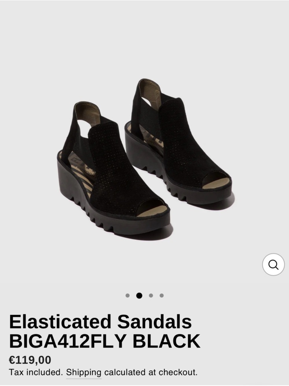 Elasticated Black Wedge Sandals - FLY LONDON